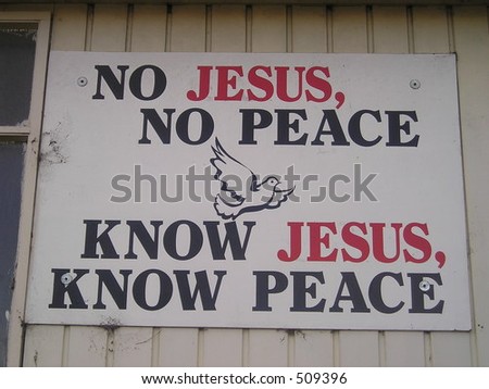 Religious sign on church wall