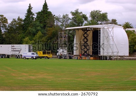Stage being assembled for outdoor concert