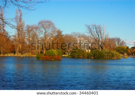 Islands on the lake at Queen Elizabeth Park, Masterton, New Zealand