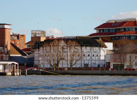 The rebuilt  theater famous for plays by William Shakespeare on the River Thames, London.