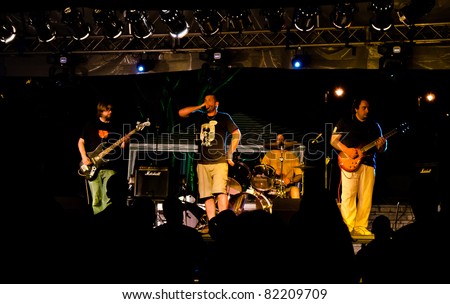 VARNA, BULGARIA - JUNE 28: Punk-rock band A-MORAL performs in concert on June 28, 2011 at Fun-city festival in Varna, Bulgaria.
