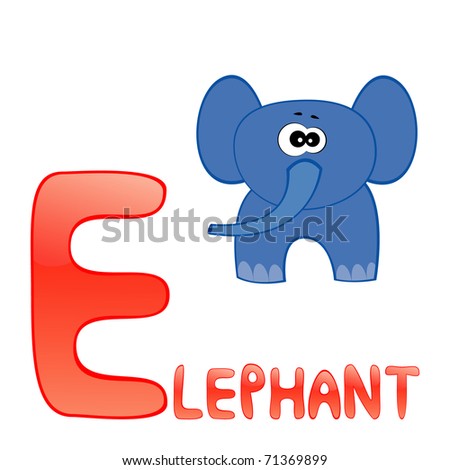 Funny Alphabet For Children. Elephant - Letter E. Stock Photo 71369899 ...