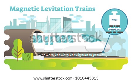 Magnetic levitation train concept illustration. Future science and technology. 