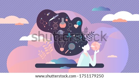 Woman scientist vector illustration. Professional flat tiny persons concept. Female career occupation as experimental physician or chemistry worker. Researcher in uniform and pharmacy job employee.