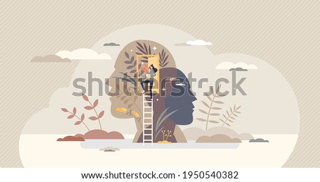 Mindfulness as mental mind peace, balance and wellness tiny person concept. Consciousness practice and moment appreciation vector illustration. Yoga and meditation as psychological body treatment.
