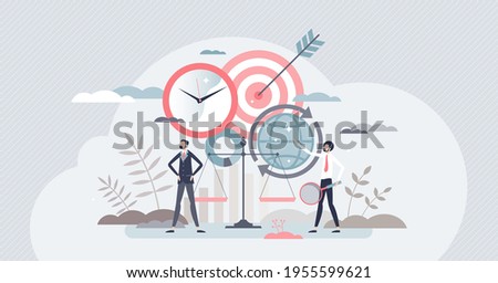 Corporate social responsibility or fair business CSR tiny person concept. Sustainable and honest company development strategy with respect for ecology, human rights and resources vector illustration. 商業照片 © 
