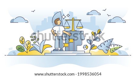 Integrity and ethical moral principles as core values outline concept. Honesty and trust as positive legal behavior vector illustration. Truth and uncompromising adherence to strong moral ethics scene