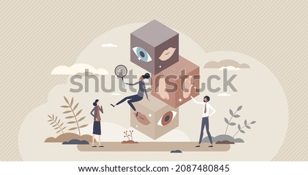 Emotional intelligence or quotient to understand feelings tiny person concept. Ability to feel mental emotions and psychological empathy vector illustration. Control behavior and social interaction.