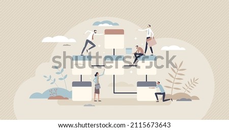 Database design as effective file folder organization and structure tiny person concept. User friendly website development with information storage system model vector illustration. Server management.