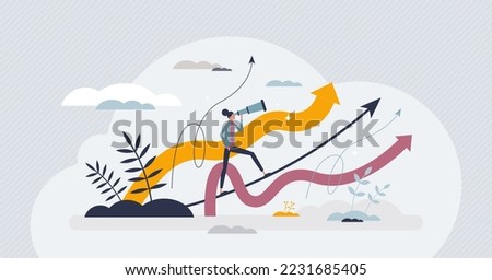 Choosing career path from different options and choices tiny person concept. Work or job professional decision for life pathway planning vector illustration. Looking or searching for future occupation