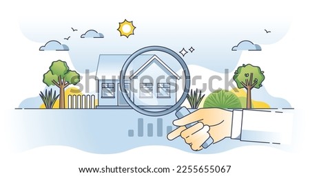 Home energy audit and house heating efficiency inspection outline concept. Insulation check for sustainable and nature friendly property condition evaluation vector illustration. Building diagnostic.