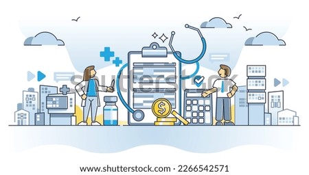 Medical billing and coding for medicine services standards outline concept. Financial codes for insurance systems from hospital as work with health care procedure standardization vector illustration.