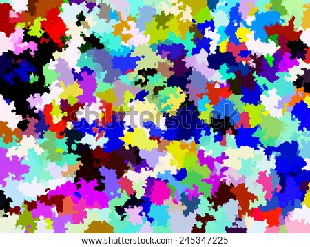 Varicolored abstract illustration of interlocking splotches of solid color for themes of variety and diversity
