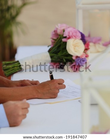 An important part of wedding ceremony is signing a marriage license