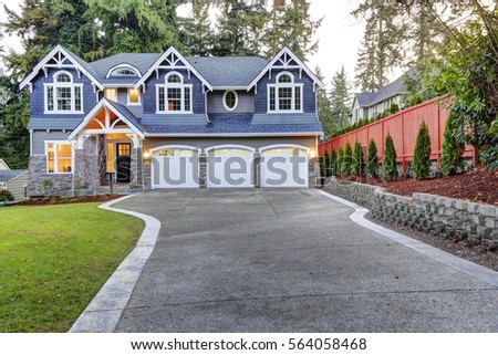 Similar – Image, Stock Photo Three garages in a residential area, one of them is open