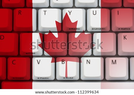 Computer keyboard with the Canadian flag on it, Outsourcing in Canada