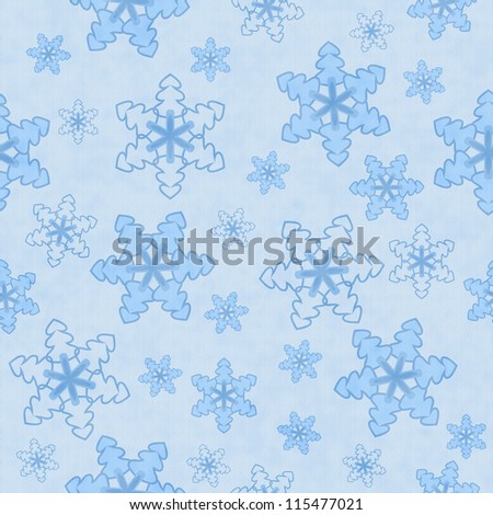 Blue and White Snowflake Fabric Background that is seamless and repeats