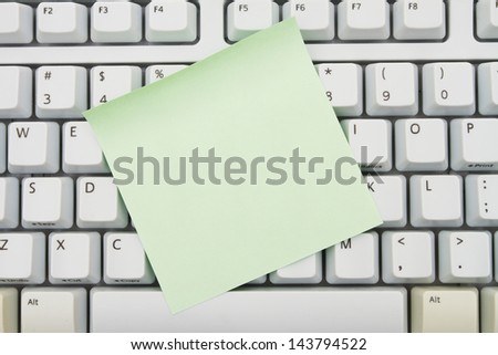 Computer keyboard keys with blank sticky note with copy space, Create your own online message