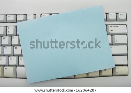 Computer keyboard keys with blank card with copy space, Create your own online message
