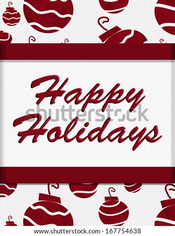 Red Retro Ornaments and Happy Holidays Text, Happy Holidays