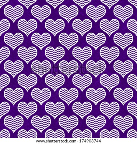 Purple and White Chevron Hearts Pattern Repeat Background that is seamless and repeats