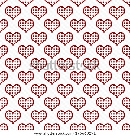 Red and White Polka Dot Hearts Pattern Repeat Background that is seamless and repeats
