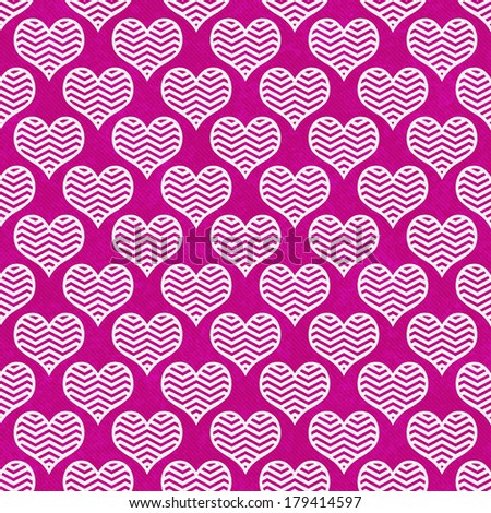 Pink and White Chevron Hearts Pattern Repeat Background that is seamless and repeats