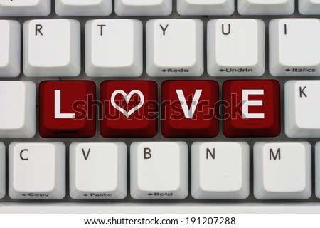 Internet Dating, Computer keyboard keys with word love and a heart