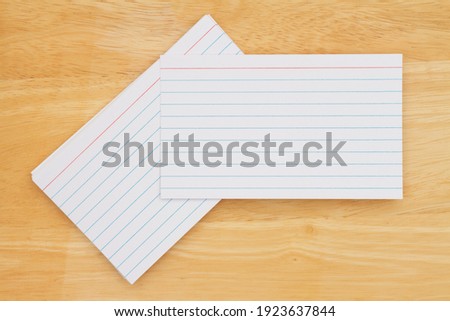 Retro white paper index cards on wood desk with copy space for your message Stockfoto © 