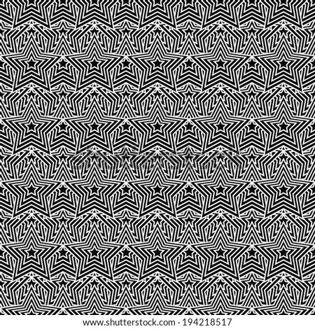 Black and White Star Tiles Pattern Repeat Background that is seamless and repeats