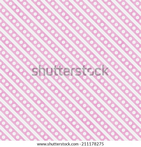 Light Pink and White Small Polka Dots and Stripes Pattern Repeat Background that is seamless and repeats