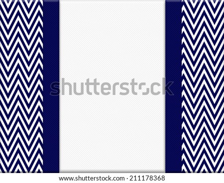 Navy Blue and White Chevron Zigzag Frame with Ribbon Background with center for copy-space, Classic Chevron Zigzag Frame