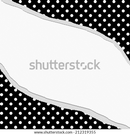 Black and White Polka Dot Torn Background with center for copy-space, Classic Torn Polka Dot Frame