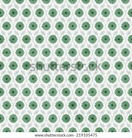 Green and White Flower Repeat Pattern Background that is seamless and repeats