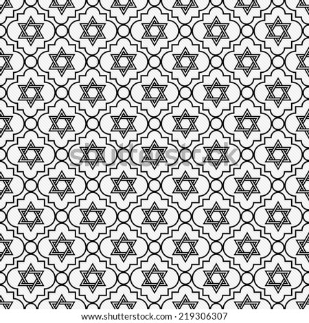 Black and White Star of David Repeat Pattern Background that is seamless and repeats