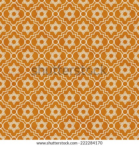 Orange and White Star of David Repeat Pattern Background that is seamless and repeats