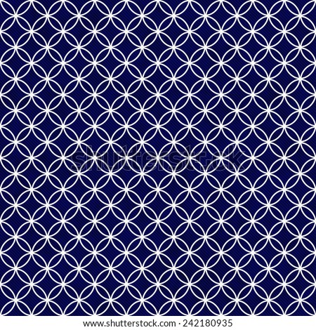 Navy and White Interlocking Circles Tiles Pattern Repeat Background that is seamless and repeats
