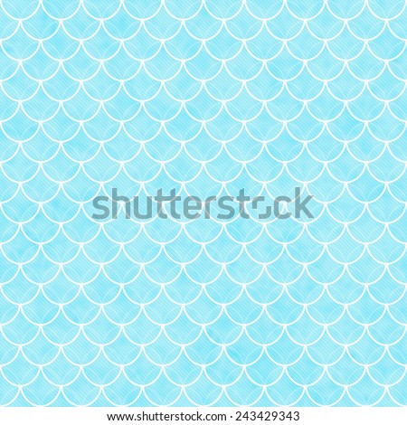 Teal and White Shells with Interlocking Circles Tiles Pattern Repeat Background that is seamless and repeats