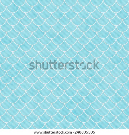 Teal and White Shell Tiles Pattern Repeat Background that is seamless and repeats
