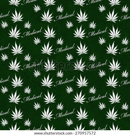 Green and White Medical Marijuana Tile Pattern Repeat Background that is seamless and repeats