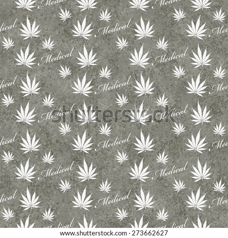 Gray and White Medical Marijuana Tile Pattern Repeat Background that is seamless and repeats