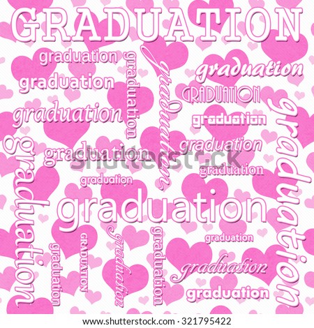 Graduation Design with Pink and White Hearts Tile Pattern Repeat Background that is seamless and repeats
