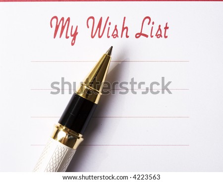 Wish list with pen