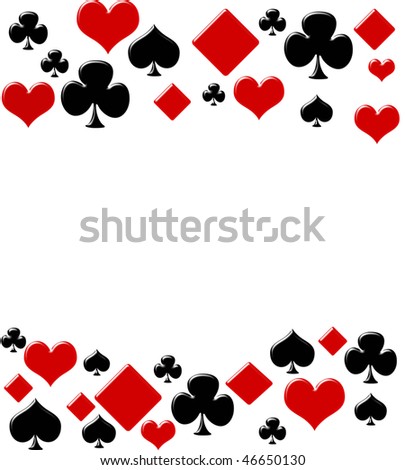 Four card suits making a border on a white background, poker background