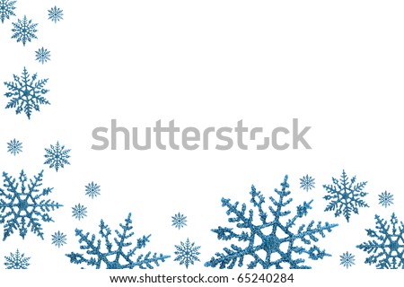 Snowflake Border With White Background, Winter Time Stock Photo ...