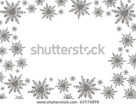 Snowflake border with white background, winter time