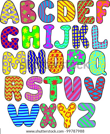 Colorful Whimsical Hand-Drawn Alphabet Stock Vector Illustration ...