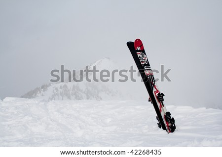 Pair of skis at the mountain back-country