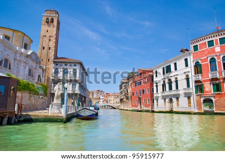 Venice canal and houses, Italy