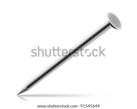 Steel nail on a white background